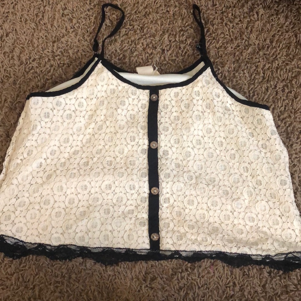 White lace top with black straps